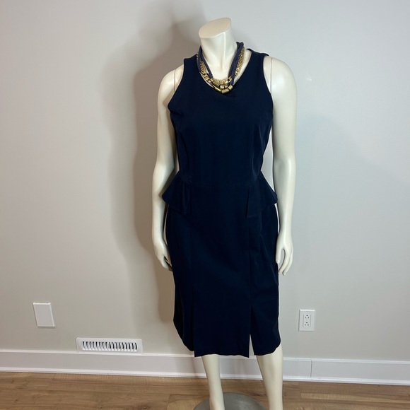 Banana Republic Dark blue Denim Peplum Midi Dress❤️10 - Picture 1 of 16